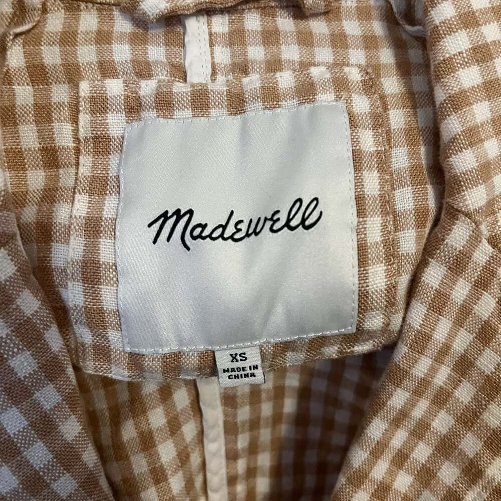 Madewell Linen Dorset Blazer in Gingham Check Sand XS - Picture 3 of 9